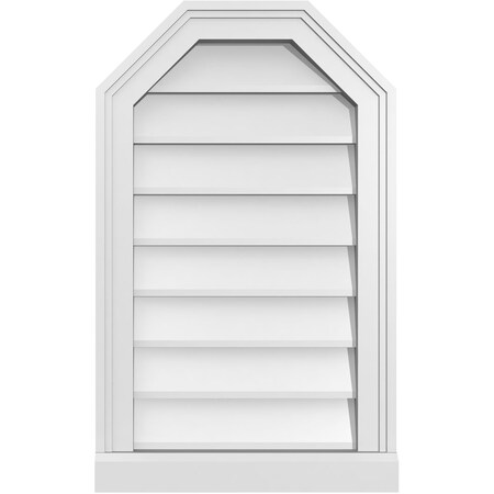 Ekena Millwork Octagonal Top Surface Mount PVC Gable Vent w/ 2"W x 2"P Brickmould Sill Frame, 16"W x 26"H GVPOT16X2603SN